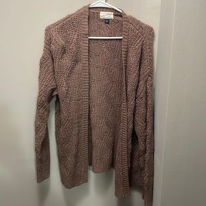 Brown Cable Knit Cardigan